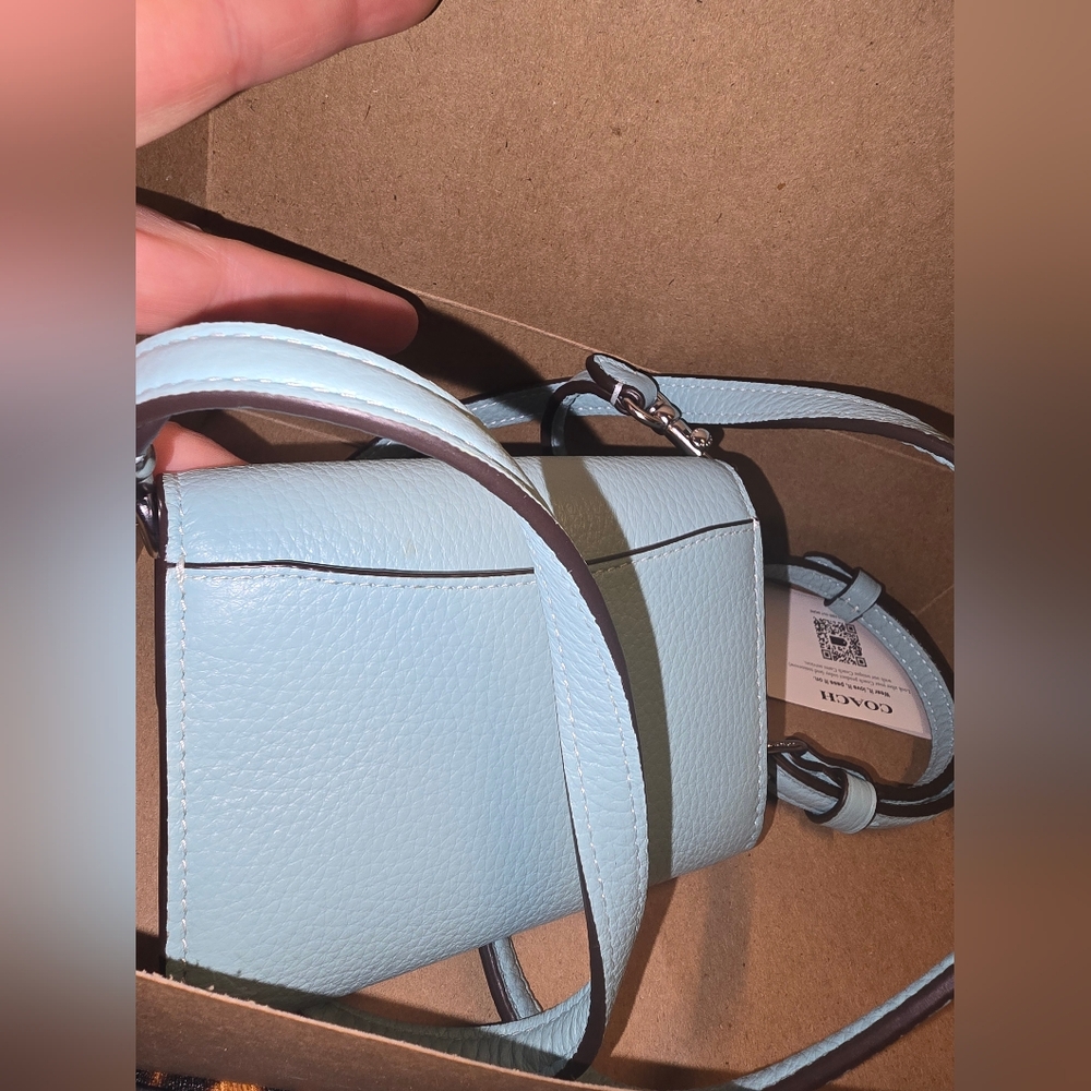 NIB Coach Light Blue Mini Envelope Wallet With Strap - Picture 6 of 7